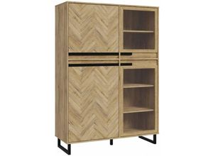 5904767834203 - Vitrine solletico Highboard Kommode ca 115 x 163 x 42 cm Bartex Eiche Nb Lam