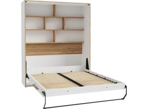 5904767839802 - Schrankbett Jugendbett Gästebett Regale sorgen für viel Stauraum platzsparend weiß H215cm Schrankbetten Made in Europe inklusive Lattenrost perfekte Lösung für kleine Räume