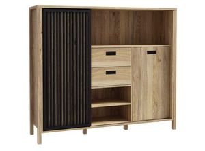 5904767842888 - - Kommode jytana Highboard und Schiebetüre Mauvella Eiche ca 150 x 130 x 41 cm