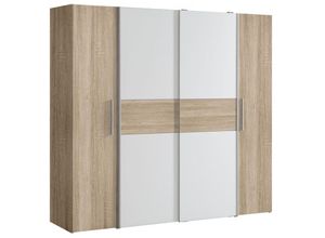 5904767891220 - Kleiderschrank Stauraum Schiebetüren Drehtüren 200 x 190 x 62 cm KALIXTUS Eich