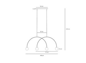 5904798657093 - Pendelleuchte Una 4 Metall Glas vierflammig korallenrot