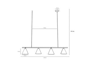 5904798657260 - Hängeleuchte Form 4 Metall Kegel 4-flammig schwarz