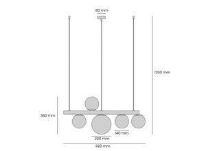 5904798658007 - Hängeleuchte Garda 5 Ring Metall Glas 5-fl schwarz