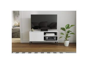 5904905001641 - TV-Kommode forsetti RTV1D Fernsehschrank Klapptür offenes Regal Mattweiß - Furnix