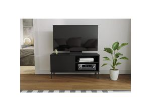 5904905001658 - TV-Kommode forsetti RTV1D Fernsehschrank Klapptür offenes Regal Mattschwarz - Furnix