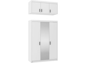 5904905004031 - Schlafzimmerschrank 3-türiger Kleiderschrank Eliza 3D B133 cm Weiss - Furnix