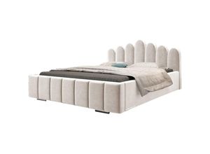 5904948045077 - E-meubles - Polsterbett Bett mit Kopfstütze Rahmenbettgestell Bettkasten und Lattenrost Doppelbett Gepolsterter Kopfteil Samststoff Stauraumbett