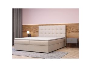 5904948099629 - Kontinentalbett Boxspringbett Bett mit bettkasten Bonell-Matratze und Topper Doppelbett - Boxspringbett 05 - 180x200 - Beige - Hugo 01