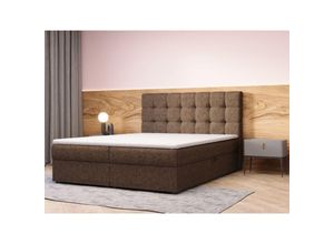 5904948099650 - Kontinentalbett Boxspringbett Bett mit bettkasten Bonell-Matratze und Topper Doppelbett - Boxspringbett 05 - 180x200 - Braun - Hugo 24