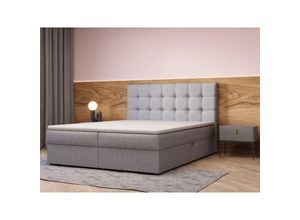 5904948099667 - Kontinentalbett Boxspringbett Bett mit bettkasten Bonell-Matratze und Topper Doppelbett - Boxspringbett 05 - 180x200 - Hellgrau - Hugo 91