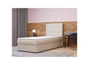 5904948099988 - Kontinentalbett Boxspringbett Bett mit bettkasten Bonell-Matratze und Topper Doppelbett - Boxspringbett 05 - 90x200 - Beige - Hugo 01