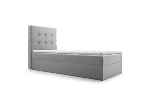 5904948100028 - Kontinentalbett Boxspringbett Bett mit bettkasten Bonell-Matratze und Topper Doppelbett - Boxspringbett 05 - 90x200 - Hellgrau - Hugo 91