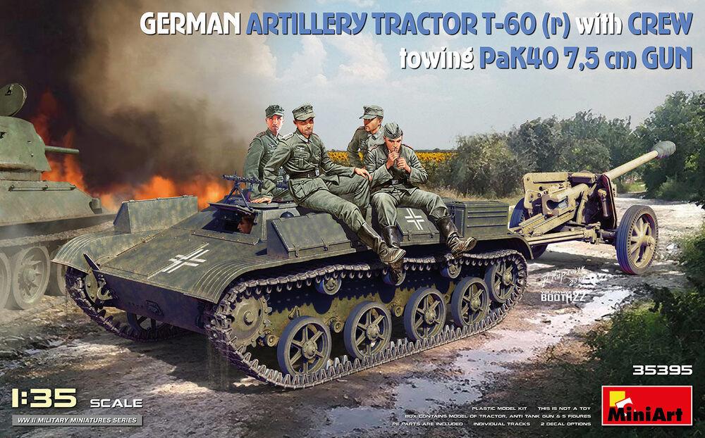 5905090346067 - German Artillery Tractor T-60 (r) w PaK40 Gun & Crew