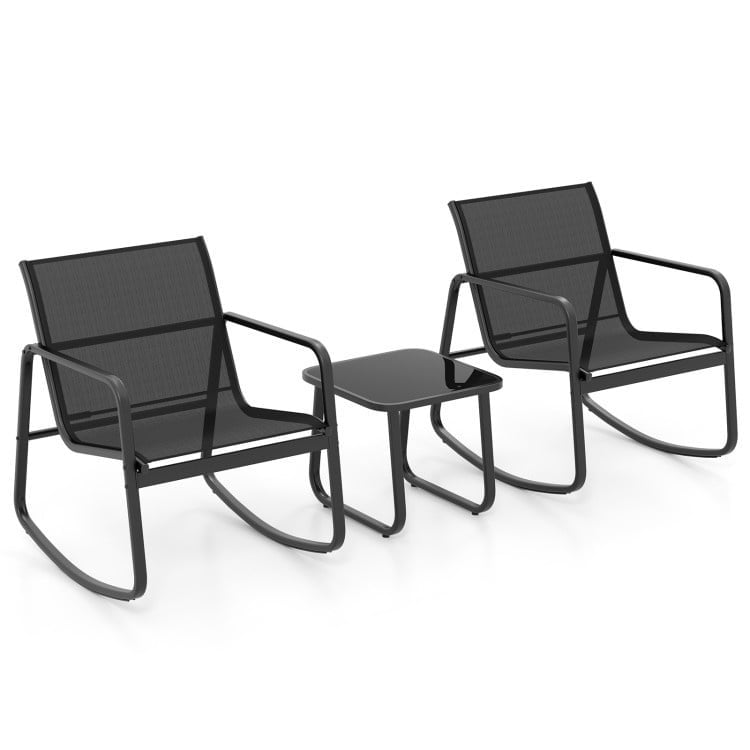 5905143012567 - Set aus 2 Gartenstühlen mit Tisch - Schwarz - 72 x 61 x 70 cm