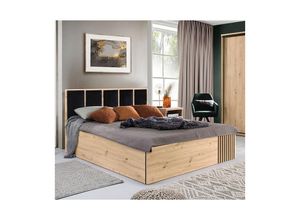 5905155210890 - Bett callini C-16 mit Bettkasten und Polsterkopfteil Artisan Eiche - Furnix