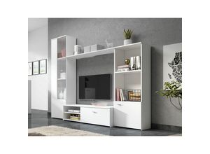 5905155218995 - Furnix - Mediawand hugon Wohnwande Vitrine tv- Schrank und Mediaschrank weiß