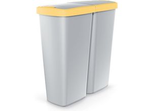 5905197462547 - Keden - monzana® Mülleimer Küche 50L 2 Fächer mit Deckel Druckknopf Abfalleimer Büro Papierkorb Biomüll Gelber Sack Mülltrennsystem Recycling Grau