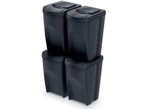 5905197469126 - Keden - Set 4 Mülleimer sortibox für Recycling 100 % recycelter Kunststoff schwarz 140L