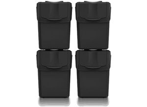 5905197479446 - Keden - Set 4 Mülleimer sortibox Recyclingbehältern 100 % recycelter Kunststoff schwarz 80L