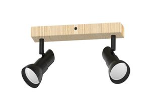 5905316607385 - Zumaline Lighting - Zumaline triest Twin Deckenstrahler Mattschwarz Holz 2x GU10