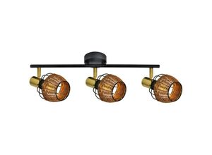 5905316607620 - Zumaline Lighting - Zumaline copa Deckenstrahler Bar Schwarz Gold Rattan 3x E14