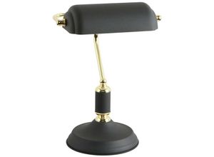 5905316607705 - Zumaline Lighting - Zumaline lampa Bankers Tischlampe Mattschwarz Gold Weiß 1x E27