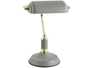 5905316607712 - Zumaline Lighting - Zumaline lampa Bankers Tischlampe Mattgrau Gold Weiß 1x E27