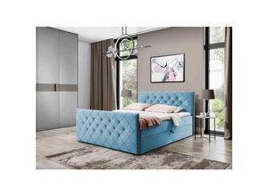 5905351204709 - Boxspringbett molie 160x200 Kopf- und Fußteil Bettkasten & Topper EV70839 Blau - Furnix