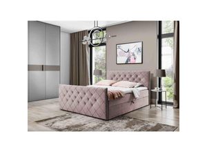 5905351204754 - Boxspringbett molie 180x200 Kopf- und Fußteil Bettkasten & Topper EV70806 Rosa - Furnix