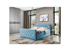 5905351204808 - Boxspringbett molie 180x200 Kopf- und Fußteil Bettkasten & Topper EV70839 Blau - Furnix