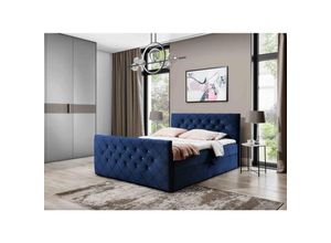 5905351204815 - Boxspringbett molie 180x200 Kopf- und Fußteil Bettkasten & Topper EV70849 Dunkelblau - Furnix