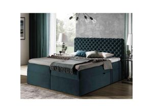 5905351205249 - Boxspringbett hailey 180x200 mit tiefen Bettkasten und Topper AR17782 Türkis - Furnix