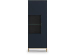 5905351208592 - Furnix - Vitrine malagas Vitrienenschrank 2 Flügeltüren teilverglast Marineblau