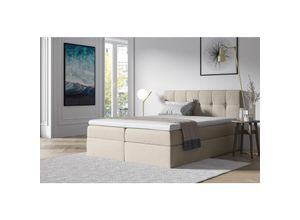 5905351209636 - FURNIX Boxspringbett ERNIE 160x200 Doppelbett mit Bettkasten & Topper SR21 creme