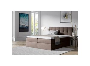 5905351209742 - Boxspringbett ernie 200x200 Doppelbett mit Bettkasten & Topper SR28 braun - Furnix