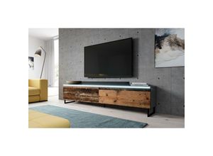 5905351220259 - Lowboard bargo 180 TV-Schrank mit Metallfüße ohne led Anthrazit-Oldwood - Furnix