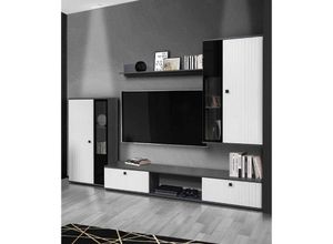 5905351228385 - Furnix - Mediawand sarai Wohnwand 4-teilig ohne led 240 x 180 x 402 cm Matera Weiß