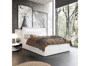 5905351232573 - Boxspringbett antyd 180x200 mit tiefen Bettkasten und Topper SF31 Weiss - Furnix
