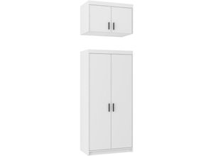 5905351234713 - Kleiderschrank mit Aufsatz eliza 2D moderne Schrank mit 2 türig Weiß - Furnix