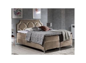 5905351235505 - Furnix - Boxspringbett casmere 140x200 mit tiefen Bettkasten und Topper MH09