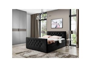 5905351238537 - Boxspringbett molie 200x200 Kopf- und Fußteil Bettkasten & Topper ev 70817 Schwarz - Furnix