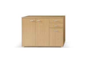 5905351246259 - Furnix - Sideboard Wohnzimmer Kommode 2 Schubladen und 3 Türen Midos 1 Buche