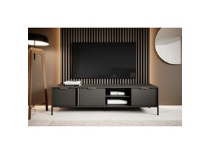 5905351247645 - FURNIX TV-Kommode LARSONS 203F 3D Fernsehschrank 3 Flügeltüren Anthrazit