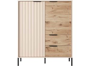 5905351247737 - Sideboard ravin 2D2S Kommode Flügeltüren Schubladen Beige  Eiche Viking - Furnix