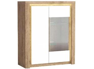 5905351248468 - Furnix - Vitrine für das Wohnzimmer lavinio L-5 mit Glastür und Holztür Ribbeck+Weiss