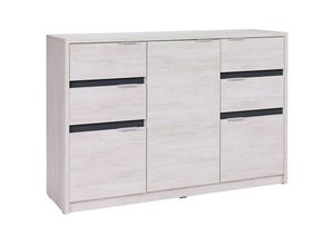 5905351251758 - Furnix - Sideboard devertti K3D4SZ mit Schubladen und Türen Weißeiche Graphit Glanz