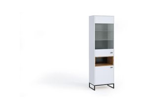 5905351273576 - Furnix - Vitrienenschrank relio WIT60 Vitrine mit Metallgestell Weiß Artisan