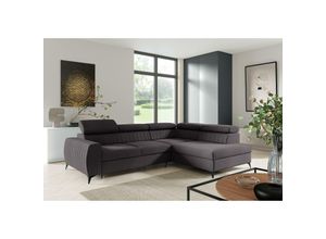 5905351273651 - Furnix - Ecksofa meggie Polstercouch 132x196 cm mit Schlaffunktion Bettkasten EL01 Graphit