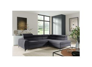 5905351273729 - Ecksofa meggie Polstercouch 132x196 cm mit Schlaffunktion Bettkasten EL22 Dunkelgrau - Furnix