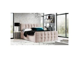 5905351274276 - Boxspringbett karlan 160x200 mit Kopf- und Fußteil Topper FR14 Rosa - Furnix